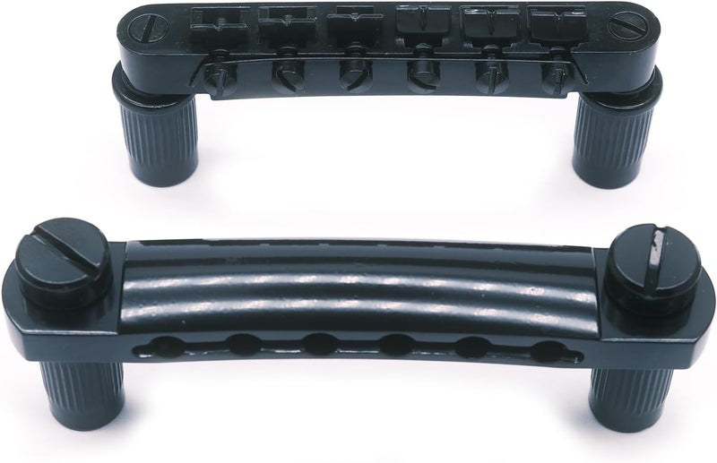 harpfeas جسر جيتار Tune-O-Matic وقطعة توقف مع دعامات ومسامير مجموعة لجيتار كهربائي 6 أوتار من طراز Epiphone Les Paul LP SG (أسود) - Image 1